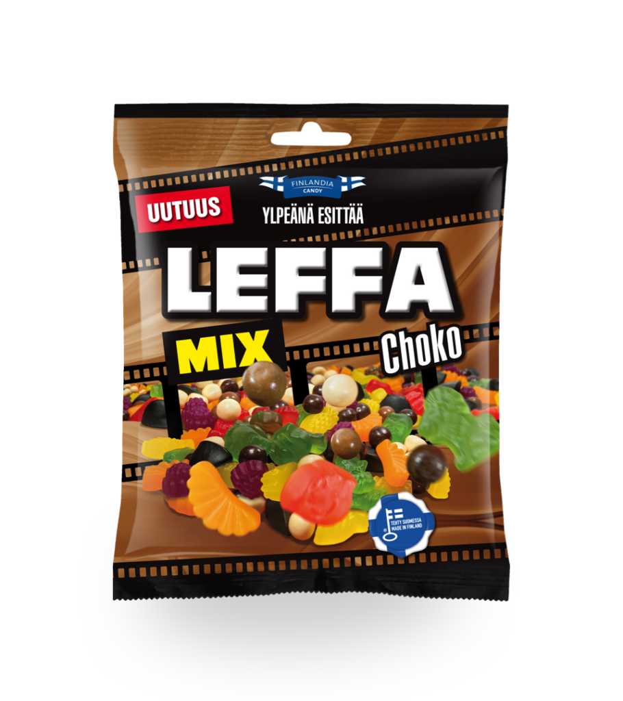 finlandia candy leffamix choco, suklaakarkkeja, karkkipussi, makeissekoitus